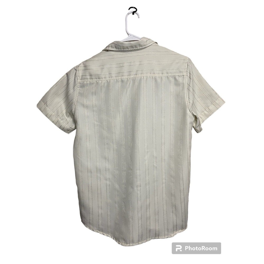 Cambridge Classics Ivory Dress Shirt Short Sleeve Button Up Easy Care SMALL - Picture 2 of 3